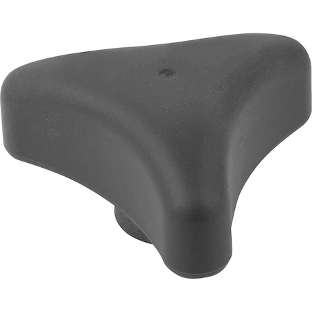 Kipp Triangular Grip Ergonomic D=M12 D1=80 H=37, Form:K Plastic, Black Ral7021, Comp:Steel K0785.8012